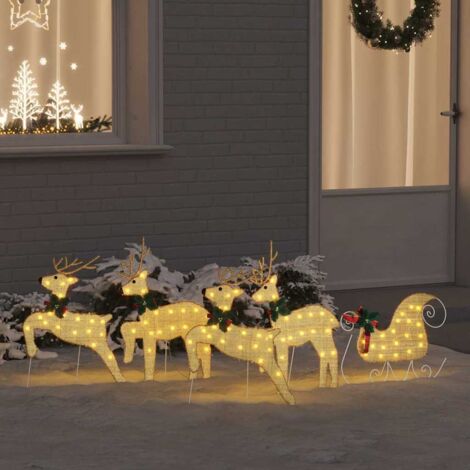 vidaXL  LED Reindeers  5 pcs Gold Fabric