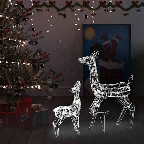 vidaXL LED-Rentier-Familie Weihnachtsdeko Acryl 160 LED Kaltweiß