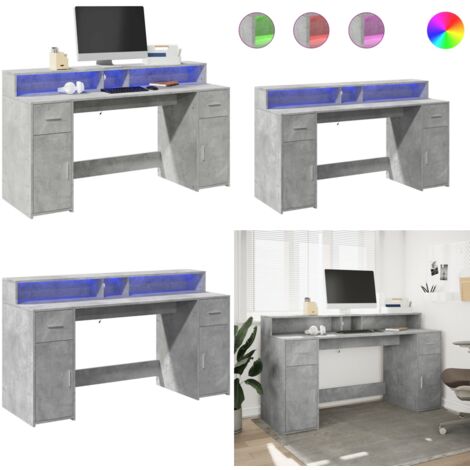 vidaXL LED-Schreibtisch Betongrau 160x55x91 cm Holzwerkstoff