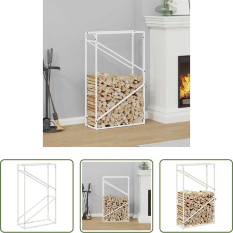 vidaXL Legna da ardere -  Rastrelliera per Legna da Ardere Bianca 60x25x100 cm
