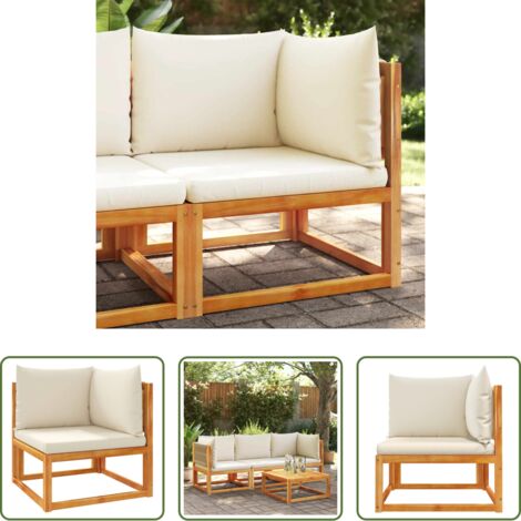 vidaXL Legno di acacia - Divano da giardino angolare con cuscini in legno di acacia e corda