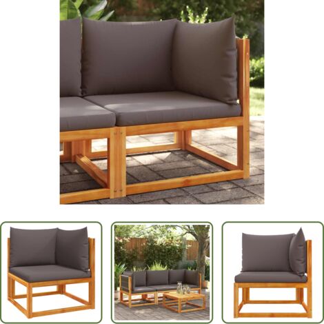 vidaXL Legno di acacia - Divano da giardino angolare con cuscini in legno di acacia e corda
