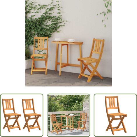 vidaXL Legno di acacia -  Sedia da Giardino 2 pcs Olio Naturale 40 x 42 x 85 cm