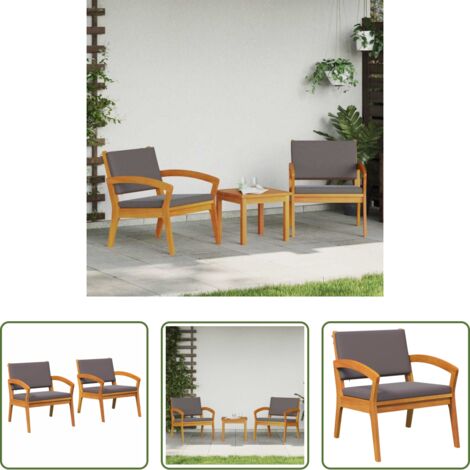 vidaXL Legno di acacia -  Sedia da Giardino 2 pcs Olio Naturale Legno di Acacia Massello