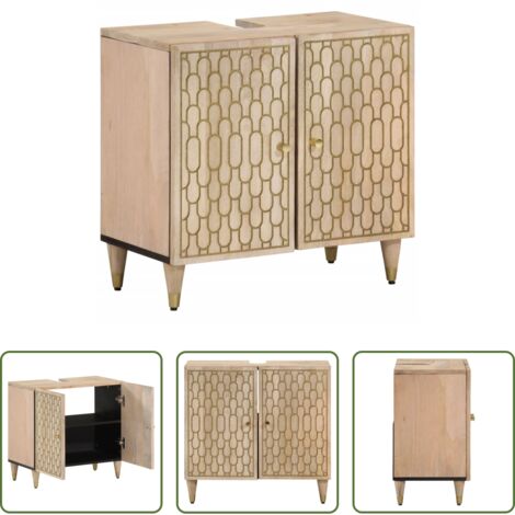 vidaXL Legno di Mango -  Mobile Lavabo da Bagno 62x33x58cm in Legno Massello di Mango