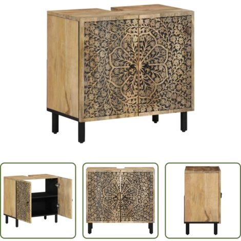 vidaXL Legno di Mango -  Mobile Lavabo da Bagno 62x33x58cm in Legno Massello di Mango