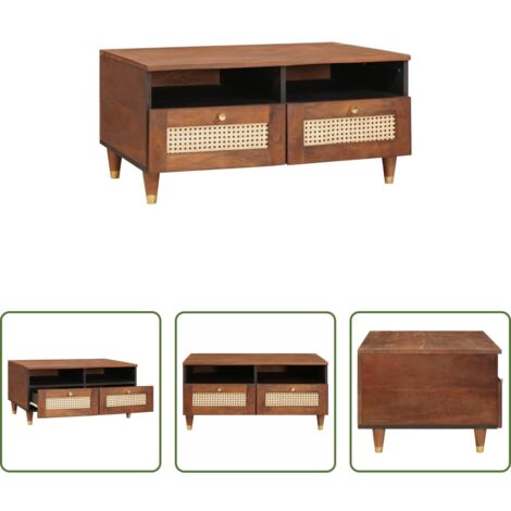 vidaXL Legno di mango -  Tavolino da salotto 80 x 54 x 40 cm Legno di mango massello