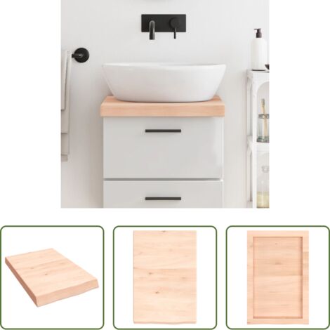 vidaXL Legno di rovere -  Piano Bagno 40x60x(2-6) cm in Legno Massello Non Trattato