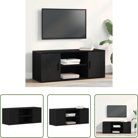vidaXL Legno ingegnerizzato -  Mobile TV Rovere nero 100 x 35 x 40 cm Legno multistrato