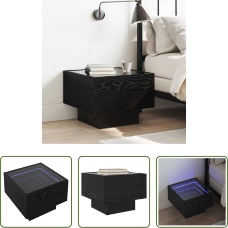 vidaXL Legno ingegnerizzato -  Tavolino da salotto Rovere Nero 40 x 40 x 30 cm