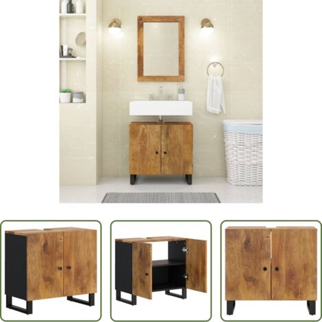 vidaXL Legno mango -  Mobile Lavabo 62x33x58cm Legno Massello Mango Legno Multistrato