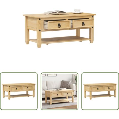vidaXL Legno massello di pino -  Tavolino con Cassetti Corona 100x48x45cm Legno Massello di Pino