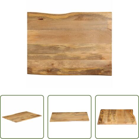 vidaXL Legno massello mango -  Piano per Tavolo 90x80x3,8cm Bordi Vivi in Legno Massello Mango