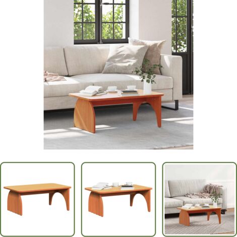 vidaXL Legno massello -  Tavolino da salotto Marrone cerato 80 x 50 x 31 cm