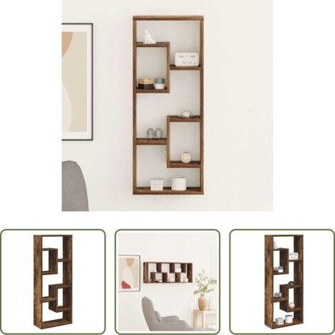 vidaXL Legno multistrato -  Mensola a Muro Rovere Fumo 36x16x90 cm in Legno Multistrato