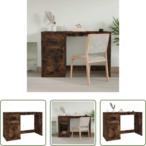 vidaXL Legno multistrato -  Scrivania Cassetto Rovere Fumo 115x50x75 cm Legno Multistrato