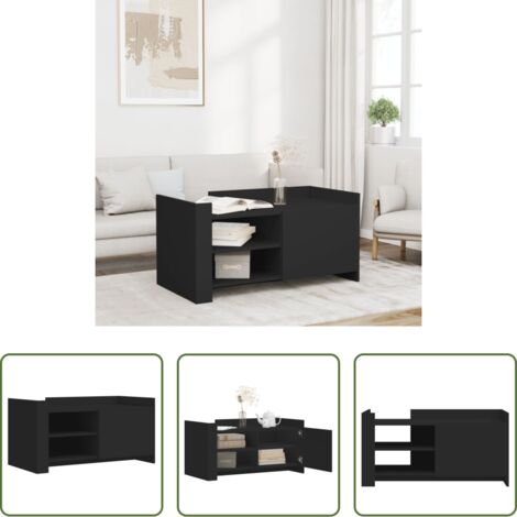 vidaXL Legno multistrato -  Tavolino da Salotto Nero 100x50x50 cm Legno Multistrato