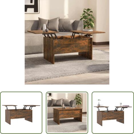 vidaXL Legno multistrato -  Tavolino da Salotto Rovere Fumo 80x50x42,5 cm Legno Multistrato