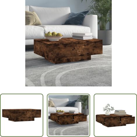 vidaXL Legno multistrato -  Tavolino da Salotto Rovere Fumo 90x60x31 cm Legno Multistrato
