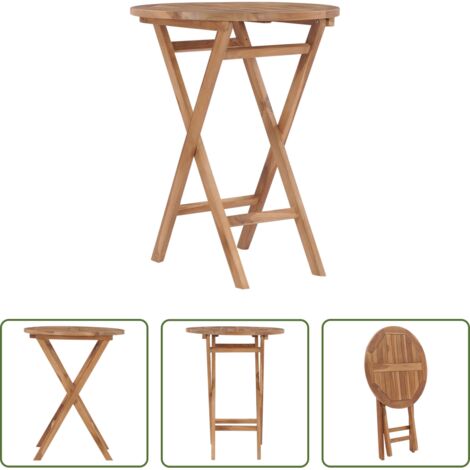 vidaXL Legno teak -  Tavolo da Giardino Pieghevole 60 cm in Legno Massello di Teak