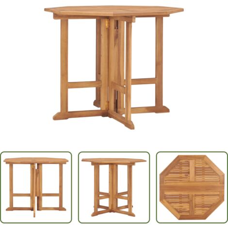 vidaXL Legno teak -  Tavolo da Giardino Pieghevole 90x90x75 cm in Massello di Teak