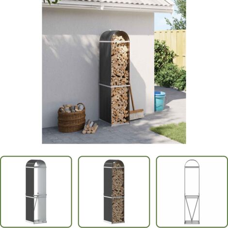 vidaXL Leña seca -  Leñero antracita 40x45x170 cm acero galvanizado