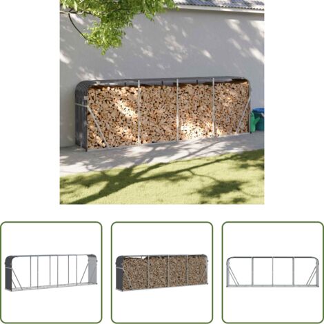 vidaXL Leña seca -  Leñero de acero galvanizado gris antracita 300x45x100 cm