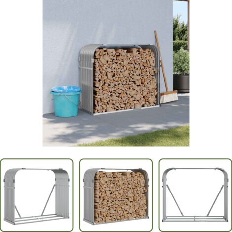 vidaXL Leñero de acero galvanizado -  Leñero de acero galvanizado gris claro 120x45x100 cm