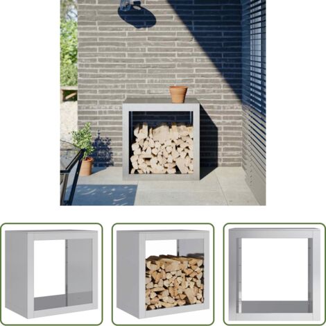 vidaXL Leñero para chimenea -  Leñero acero galvanizado 60x40x60 cm
