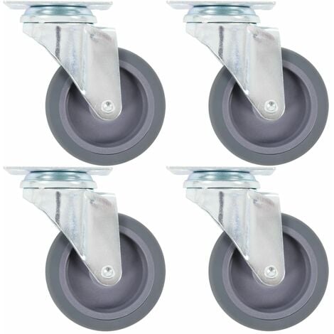elastische Gummi-Bremsrolle je 150 kg 4er-Set 100-mm-Flightcase-Lenkrollen 
