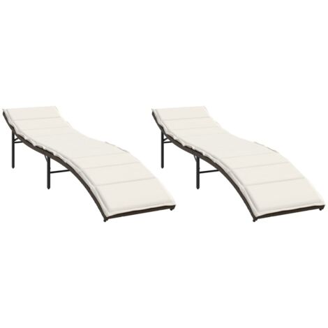 vidaXL Lettini Prendisole 2 pz con Cuscini Marrone in Polyrattan