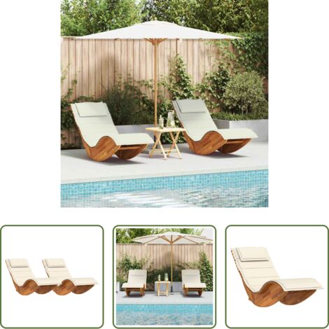 vidaXL Lettino da giardino -  Lettino da sole 2 pcs Marrone Legno di Acacia Massello