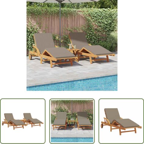 vidaXL Lettino da giardino -  Lettino da sole 3 pcs Talpa Legno di Acacia Massello