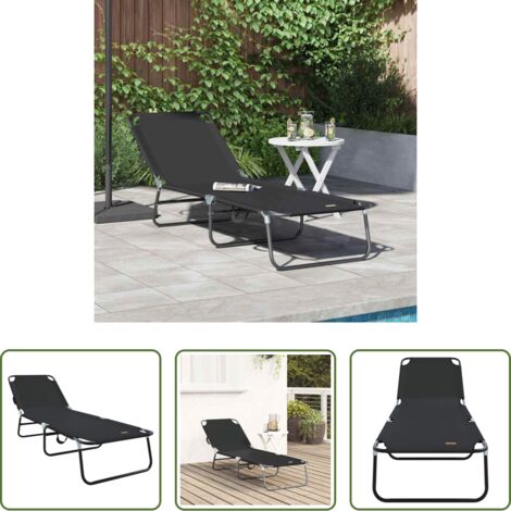 vidaXL Lettino da giardino -  Lettino prendisole pieghevole Nero 188 x 57 x 86,5 cm
