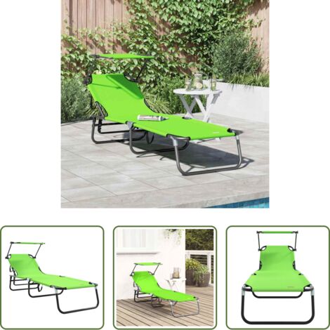 vidaXL Lettino da giardino - Lettino prendisole pieghevole Verde 190 x 57 x 81 cm Oxford