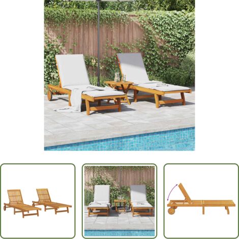 vidaXL Lettino da piscina -  Lettini Prendisole 2pz in Legno Massello di Acacia