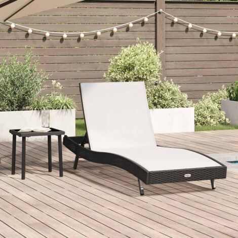 vidaXL Lettino da sole 2 pcs Nero e Bianco polyrattan