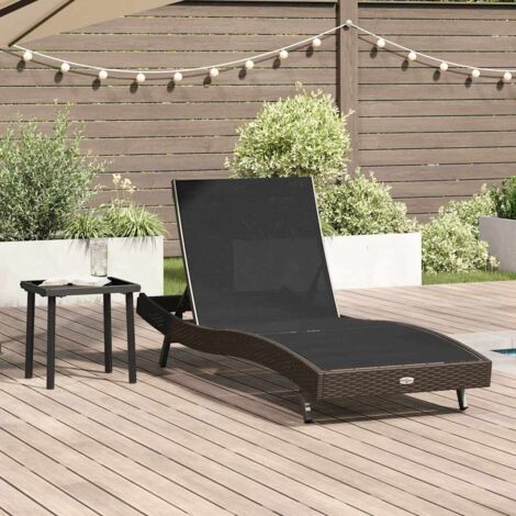 vidaXL Lettino da sole 2 pcs Nero e Marrone polyrattan