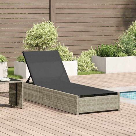 vidaXL Lettino da sole con cuscino Beige 60 x 200 x 27cm polyrattan