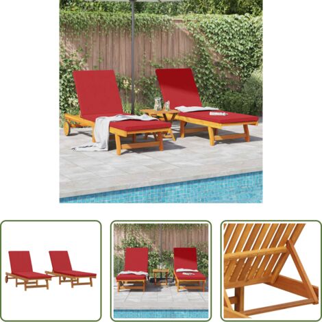 vidaXL Lettino da terrazza -  Lettino da sole 2 pcs Marrone Legno di Acacia Massello