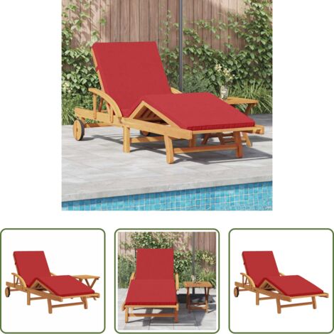 vidaXL Lettino da terrazza -  Lettino da sole 2 pcs Rosso Legno di Acacia Massello