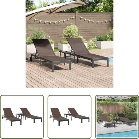 vidaXL Lettino da terrazza -  Lettino da Sole 2-persona 3 pcs Marrone polyrattan