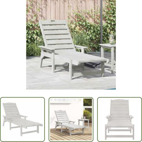 vidaXL Lettino da terrazza -  Lettino da sole Bianco 195,5 x 53 x 98,5 cm HDPE