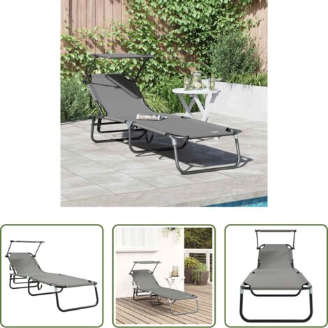 vidaXL Lettino esterno -  Lettino prendisole pieghevole Grigio 190 x 57 x 81 cm Oxford