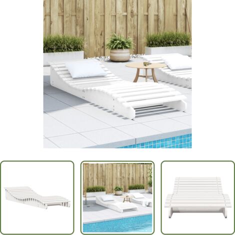 vidaXL Lettino in legno -  Lettino Prendisole Bianco 205x70x31,5 cm in Legno Massello Pino