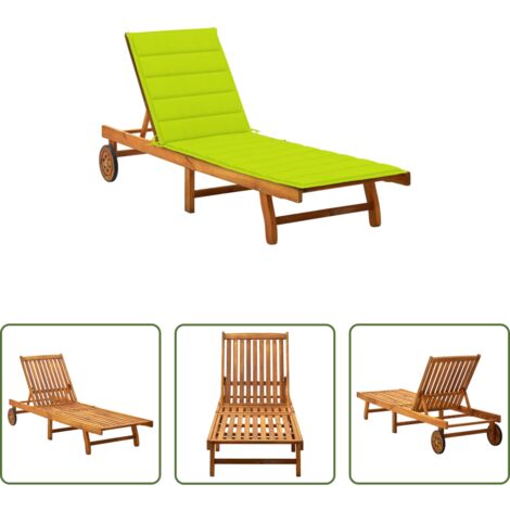 vidaXL Lettino in legno -  Lettino Prendisole da Giardino con Cuscino Massello di Acacia