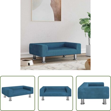vidaXL Lettino in velluto -  Lettino per Cani Blu 70x45x26,5 cm in Velluto