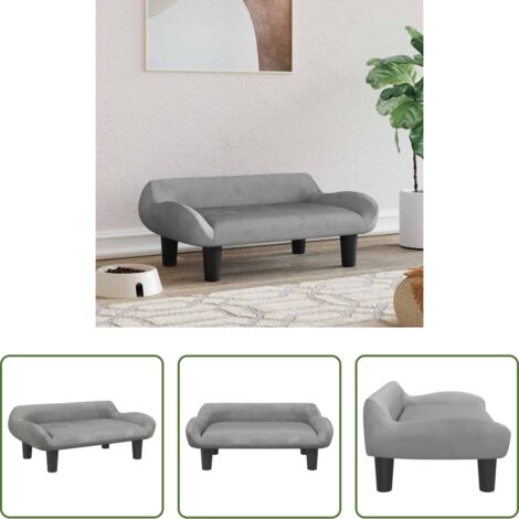vidaXL Lettino in velluto -  Lettino per Cani Grigio Chiaro 70x40x24 cm in Velluto