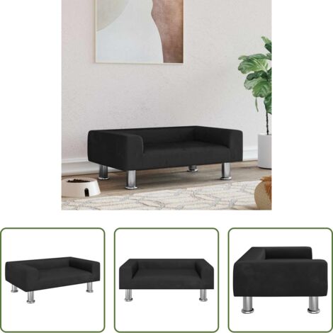 vidaXL Lettino in velluto -  Lettino per Cani Nero 70x45x26,5 cm in Velluto