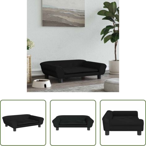 vidaXL Lettino in velluto -  Lettino per Cani Nero 70x48x22 cm in Velluto